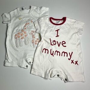 White Baby Rompers with Red Accents